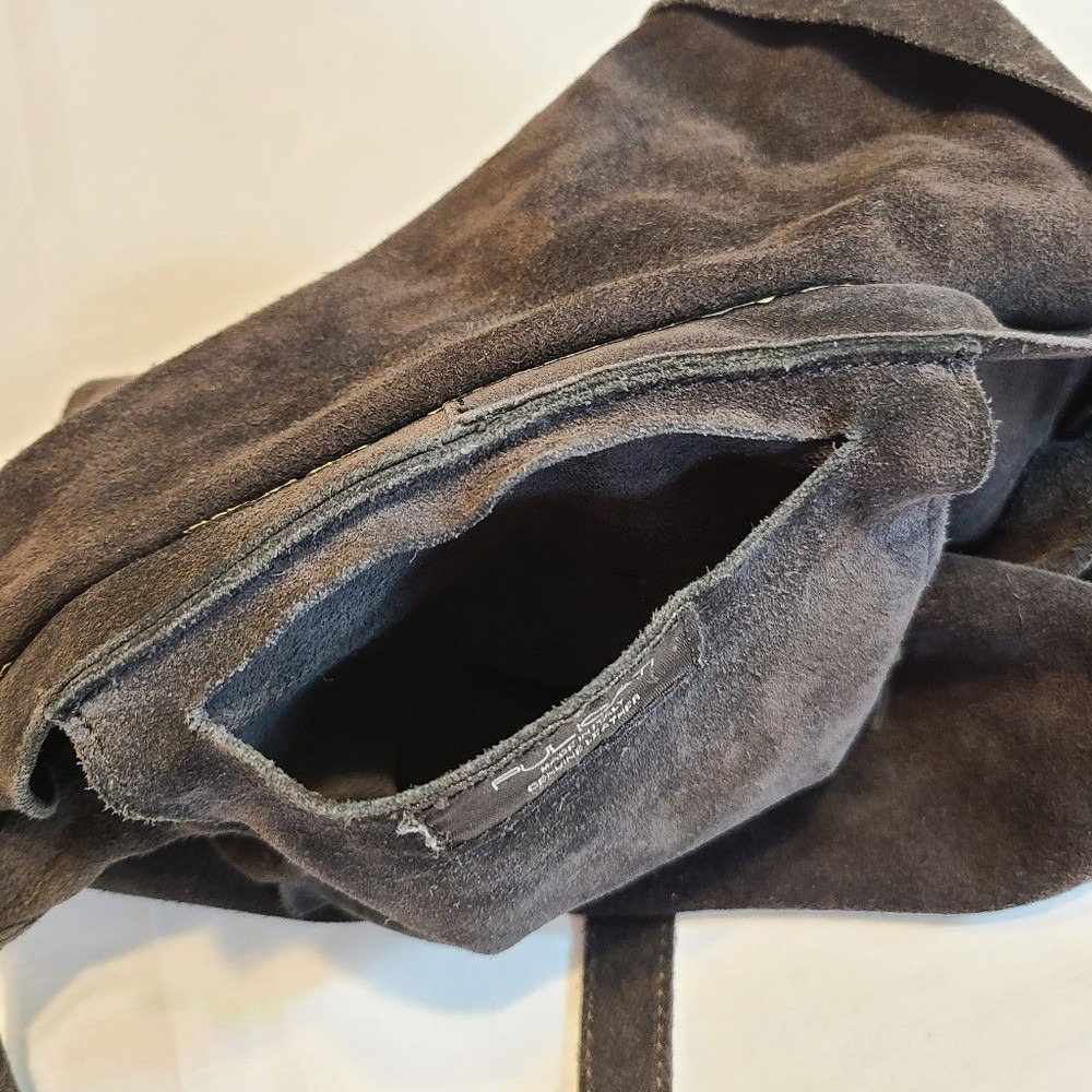 100% Leather Pulicati Slouchy Black Crossbody Shoulder‎ Purse Bag - Picture 9 of 12